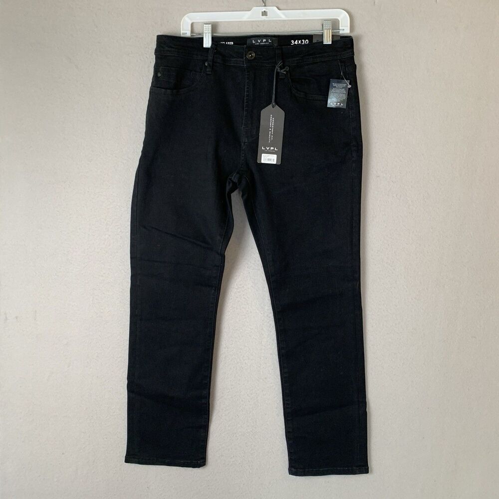 LVPL Liverpool Jeans Men 34x30 Black Kingston Relaxed Straight Preppy Dadcore